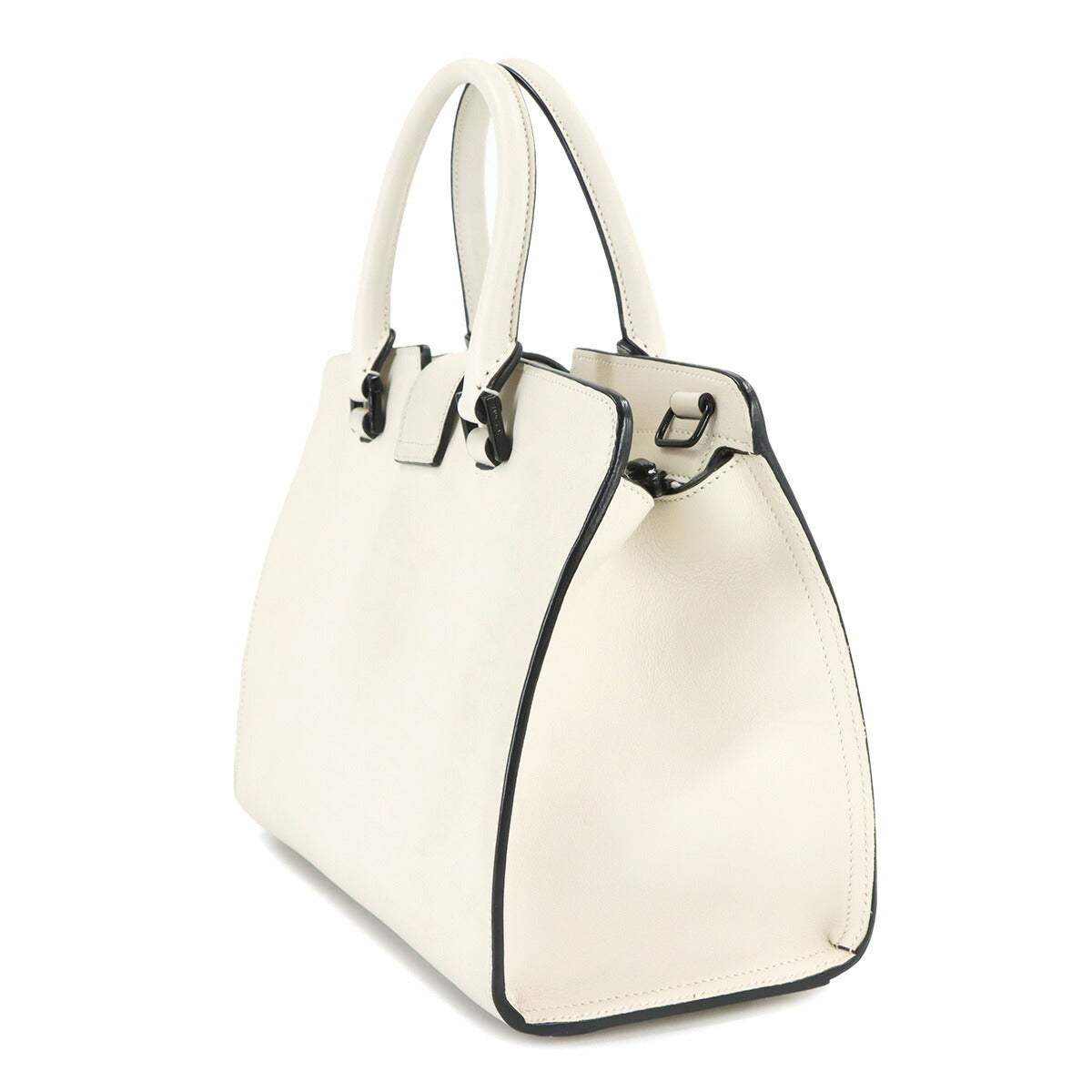 Baby Cabas Hand Shoulder Bag Leather White 424868