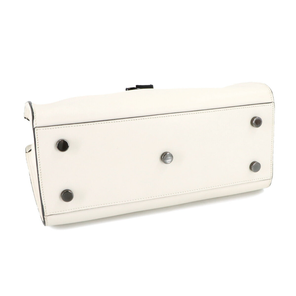 Baby Cabas Hand Shoulder Bag Leather White 424868