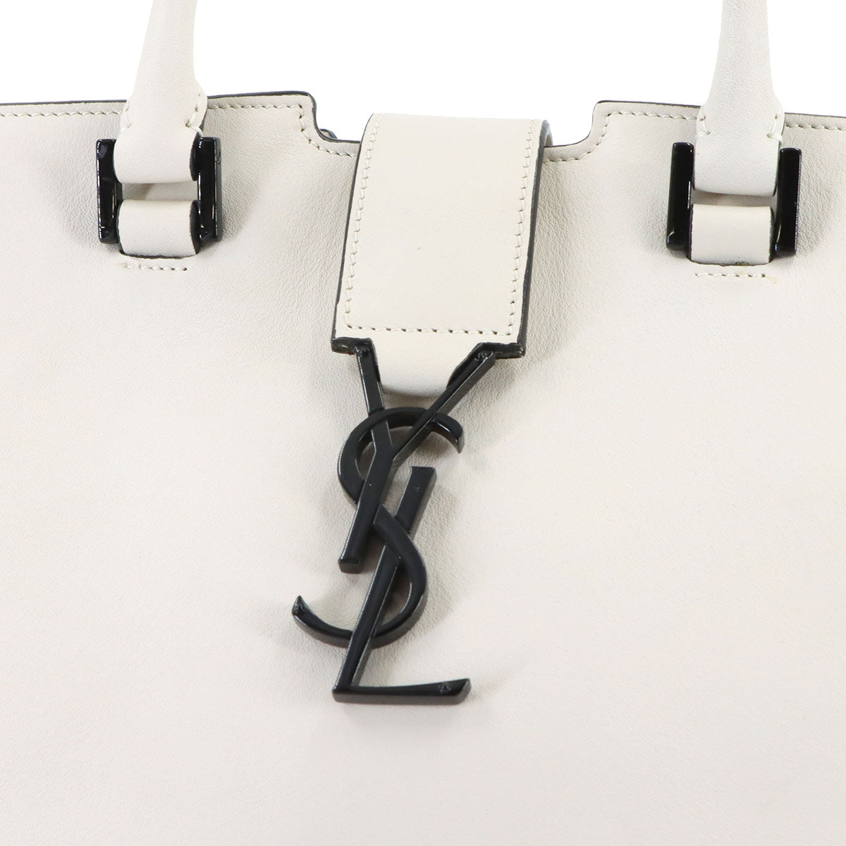Baby Cabas Hand Shoulder Bag Leather White 424868