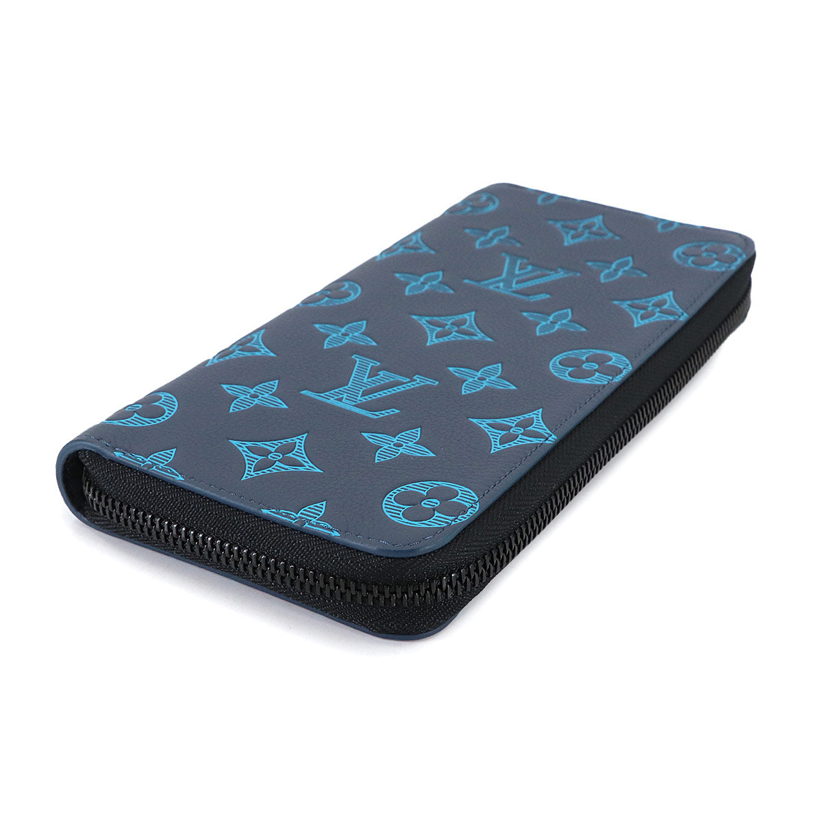 Monogram Shadow Zippy Wallet Vertical Navy Blue M82322