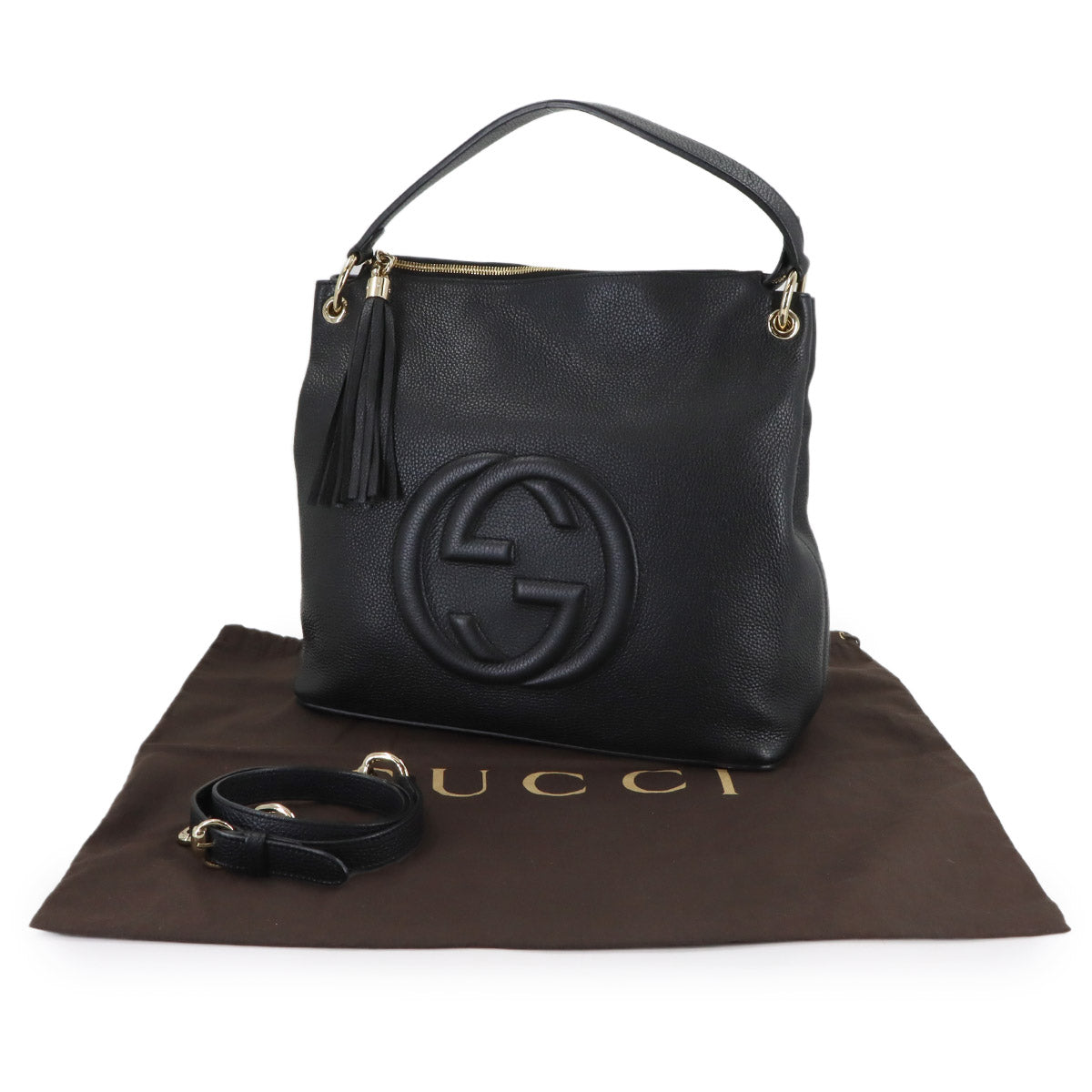 SOHO 2way Shoulder Bag Leather Black 536194 Interlocking G