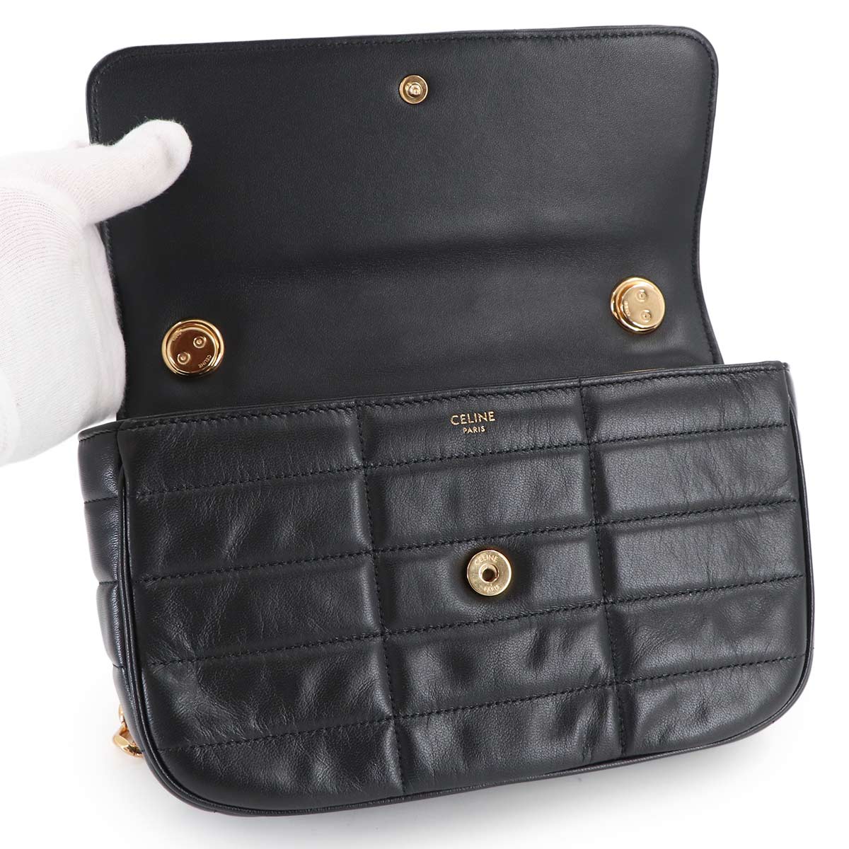 Chain Shoulder Bag Matelasse Leather Black 111273EPZ Purse