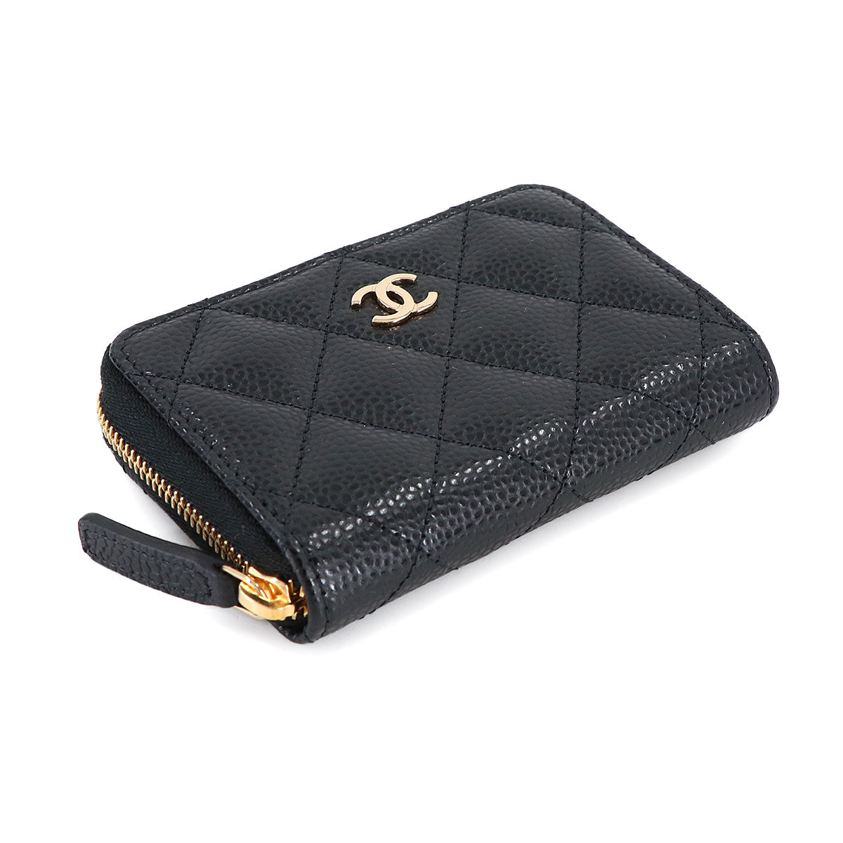 Matelasse Classic Zipped Coin Purse Leather Black AP0216