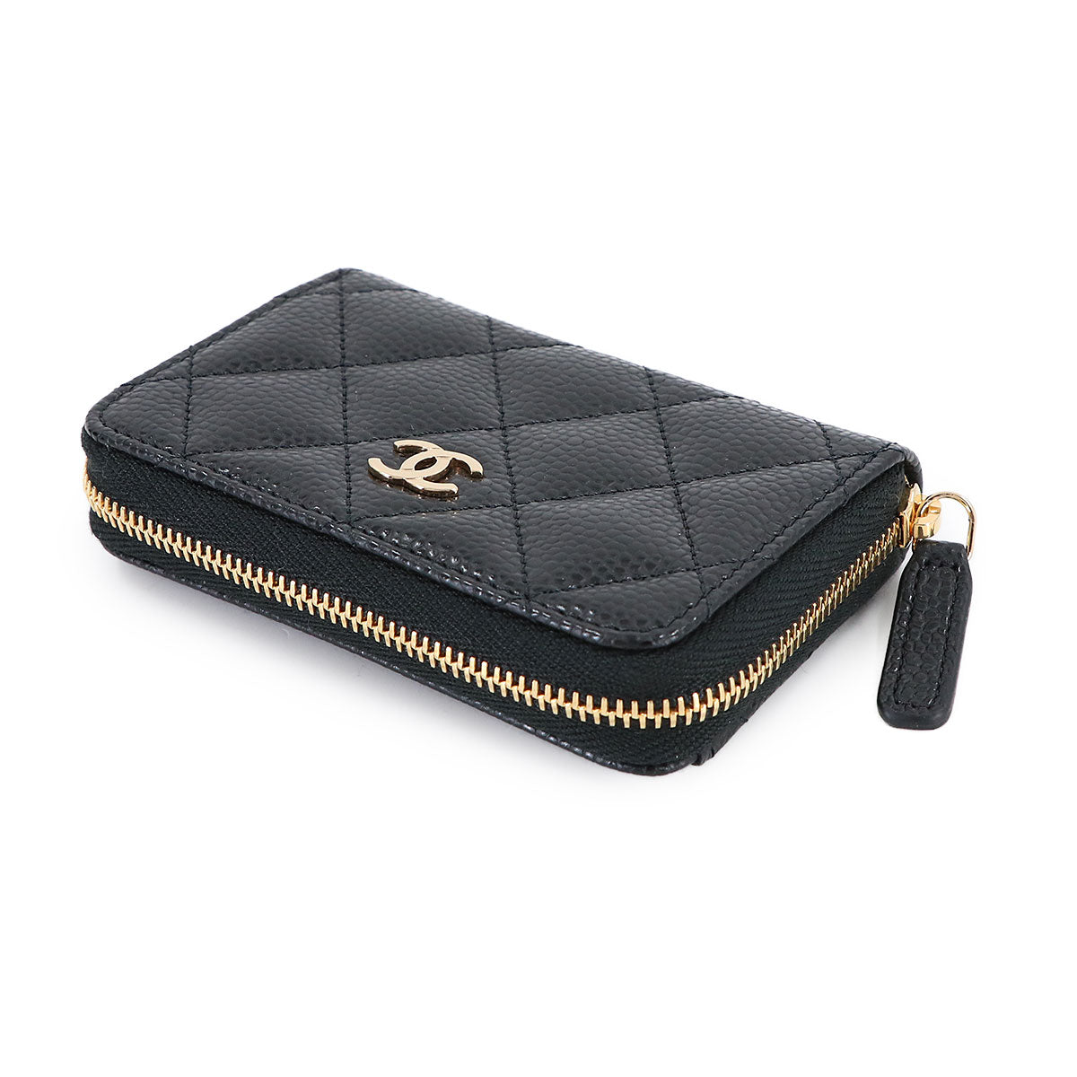 Matelasse Classic Zipped Coin Purse Leather Black AP0216