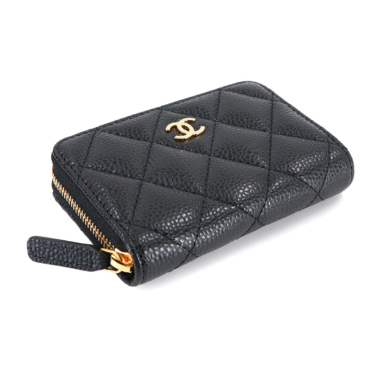 Matelasse Classic Zipped Coin Purse Leather Black AP0216