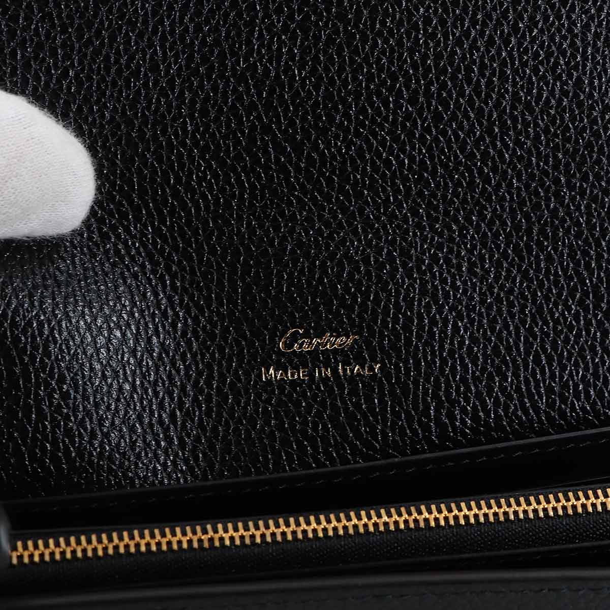 Panthere Graphic Long Wallet Leather Black Purse