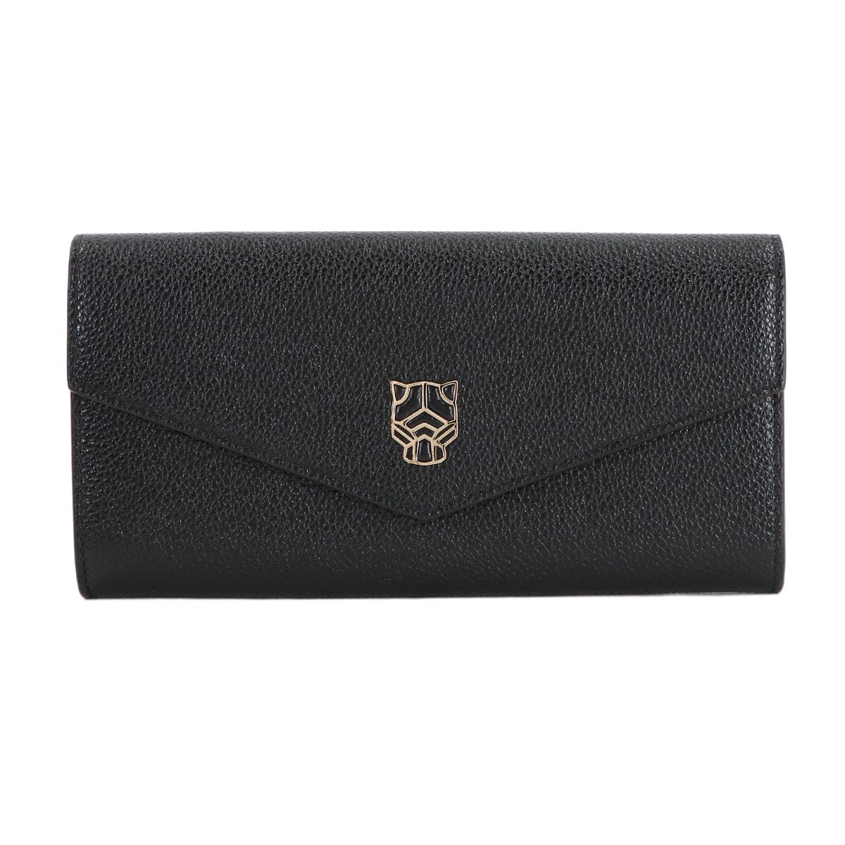 Panthere Graphic Long Wallet Leather Black Purse
