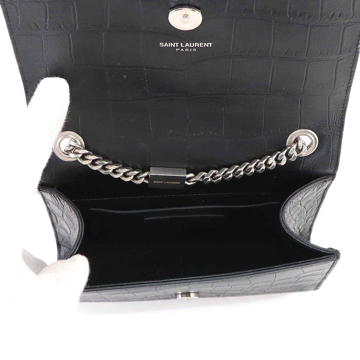 Kate Mini Chain Shoulder Bag Leather Black 354120