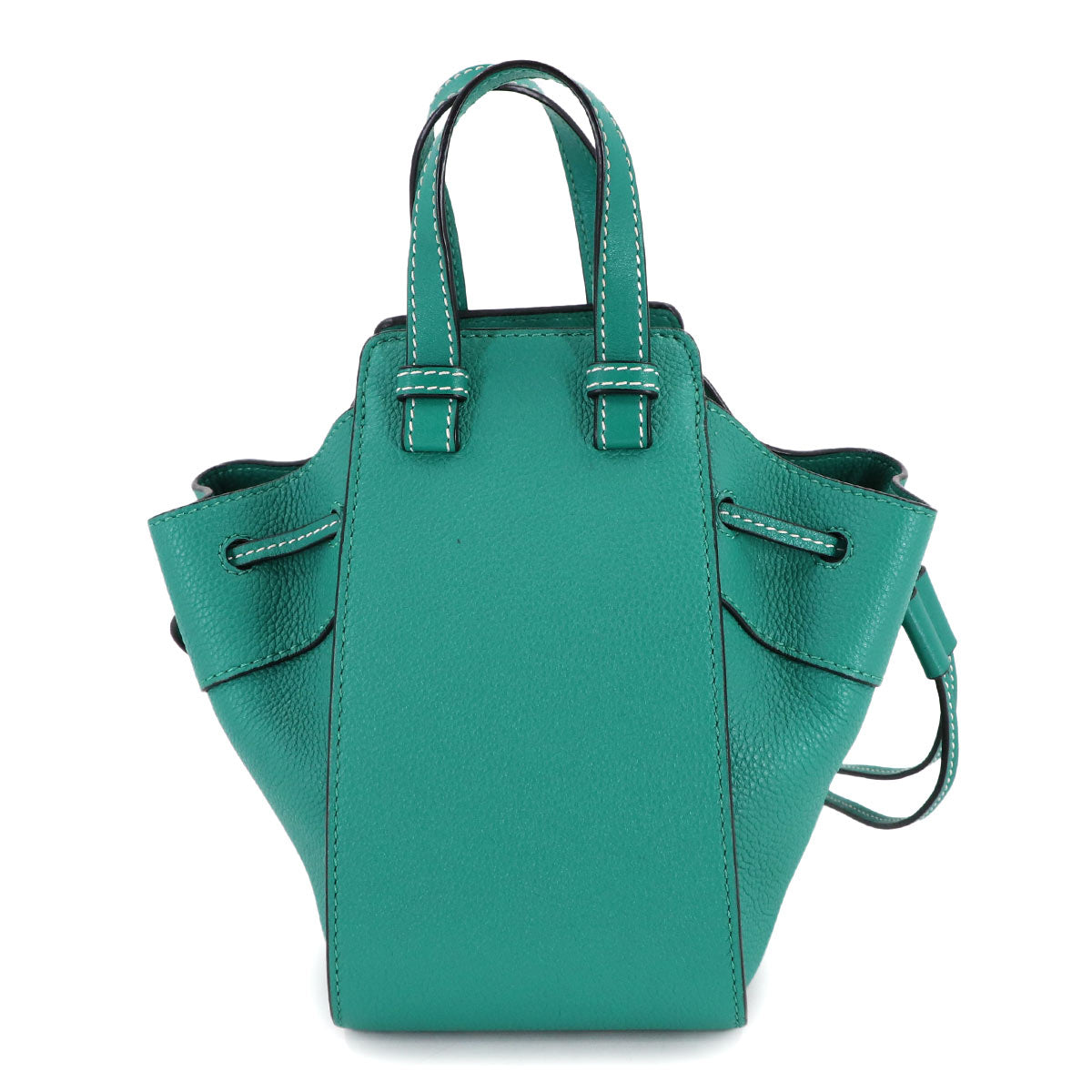 Hammock Drawstring Mini Hand Shoulder Bag Leather Green