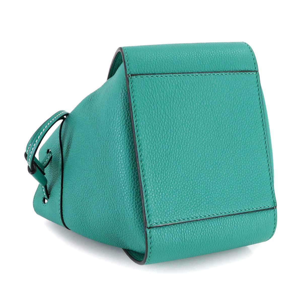 Hammock Drawstring Mini Hand Shoulder Bag Leather Green