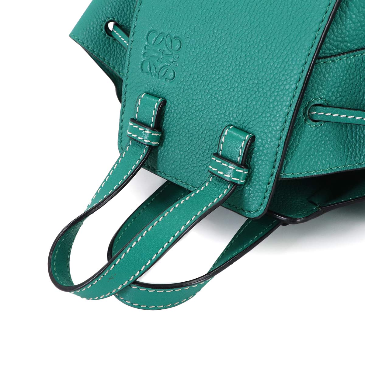 Hammock Drawstring Mini Hand Shoulder Bag Leather Green