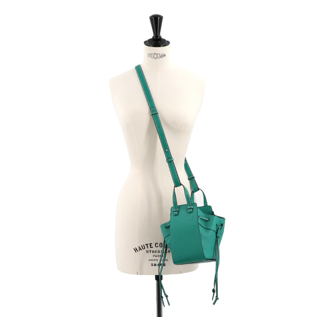 Hammock Drawstring Mini Hand Shoulder Bag Leather Green