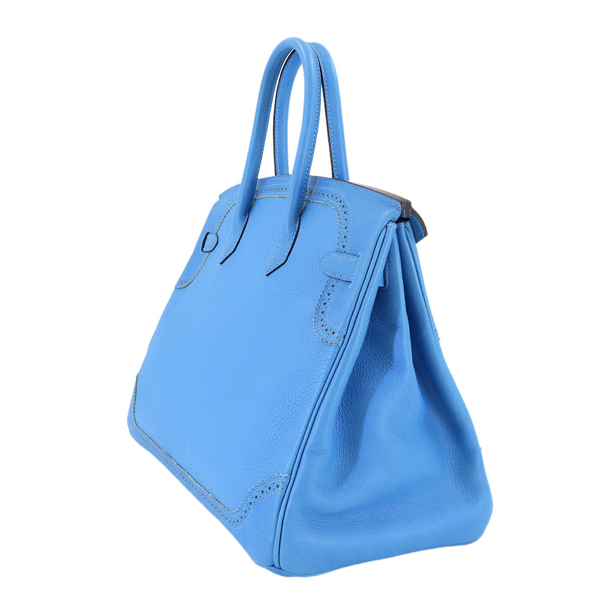 Birkin 35 Ghillies Taurillon Clemence Ever color Blue Paradise