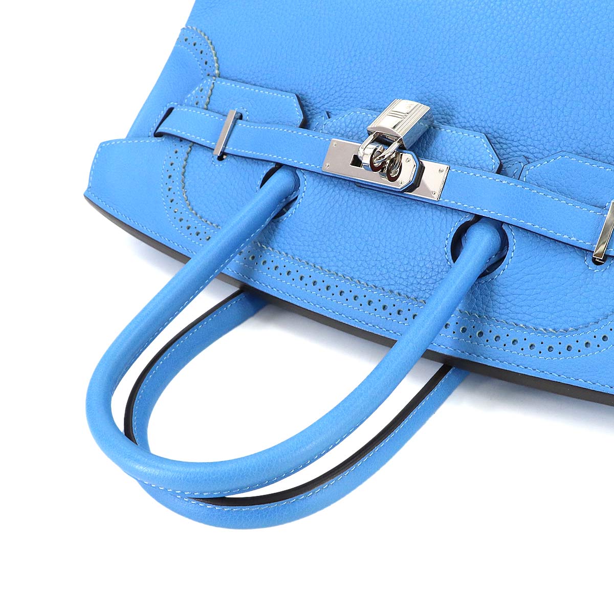 Birkin 35 Ghillies Taurillon Clemence Ever color Blue Paradise