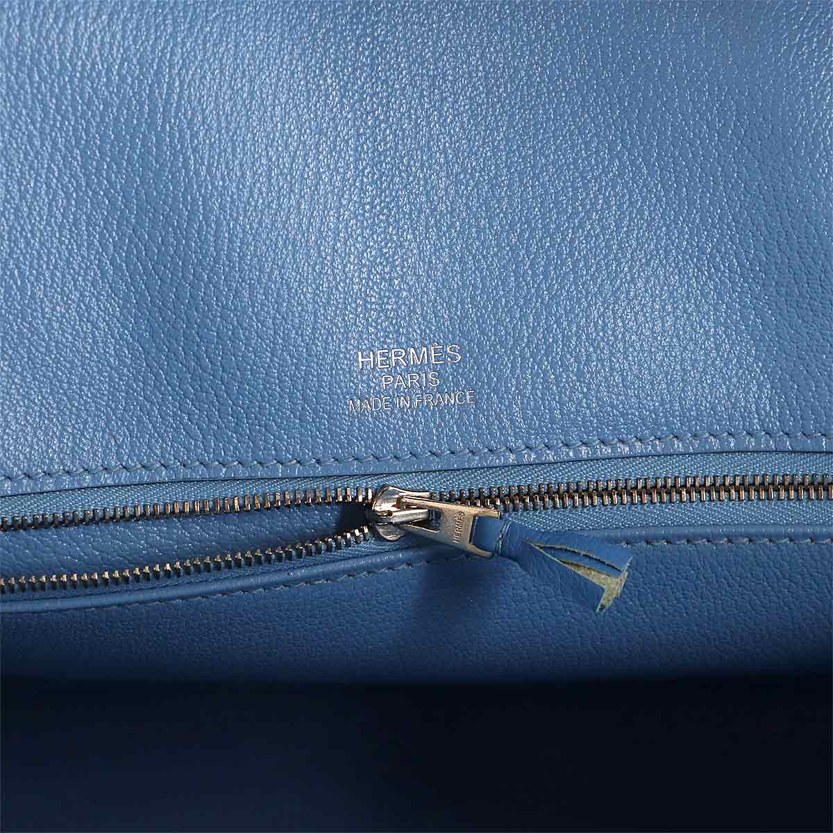 Birkin 35 Ghillies Taurillon Clemence Ever color Blue Paradise