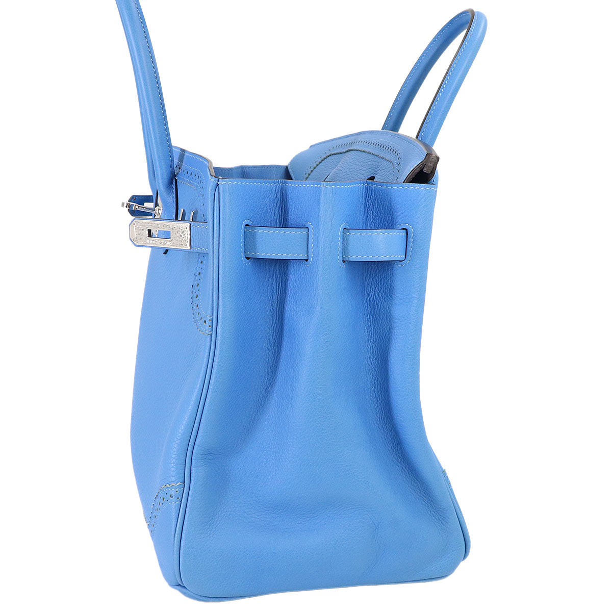 Birkin 35 Ghillies Taurillon Clemence Ever color Blue Paradise