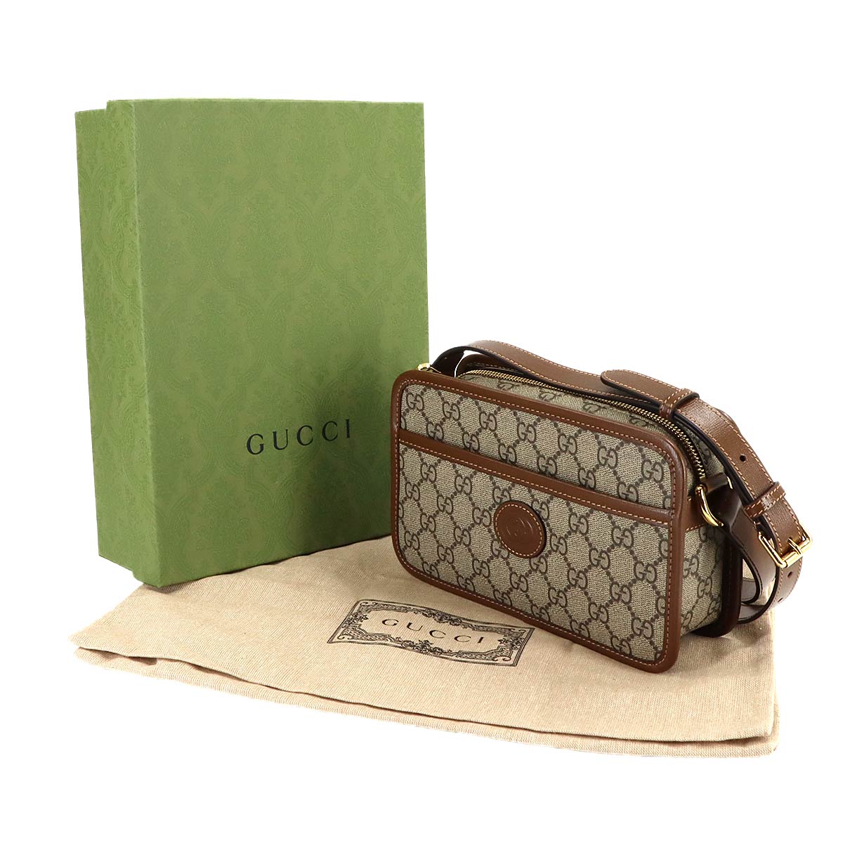 Mini Bag With Interlocking G GG Supreme Leather Beige 658572