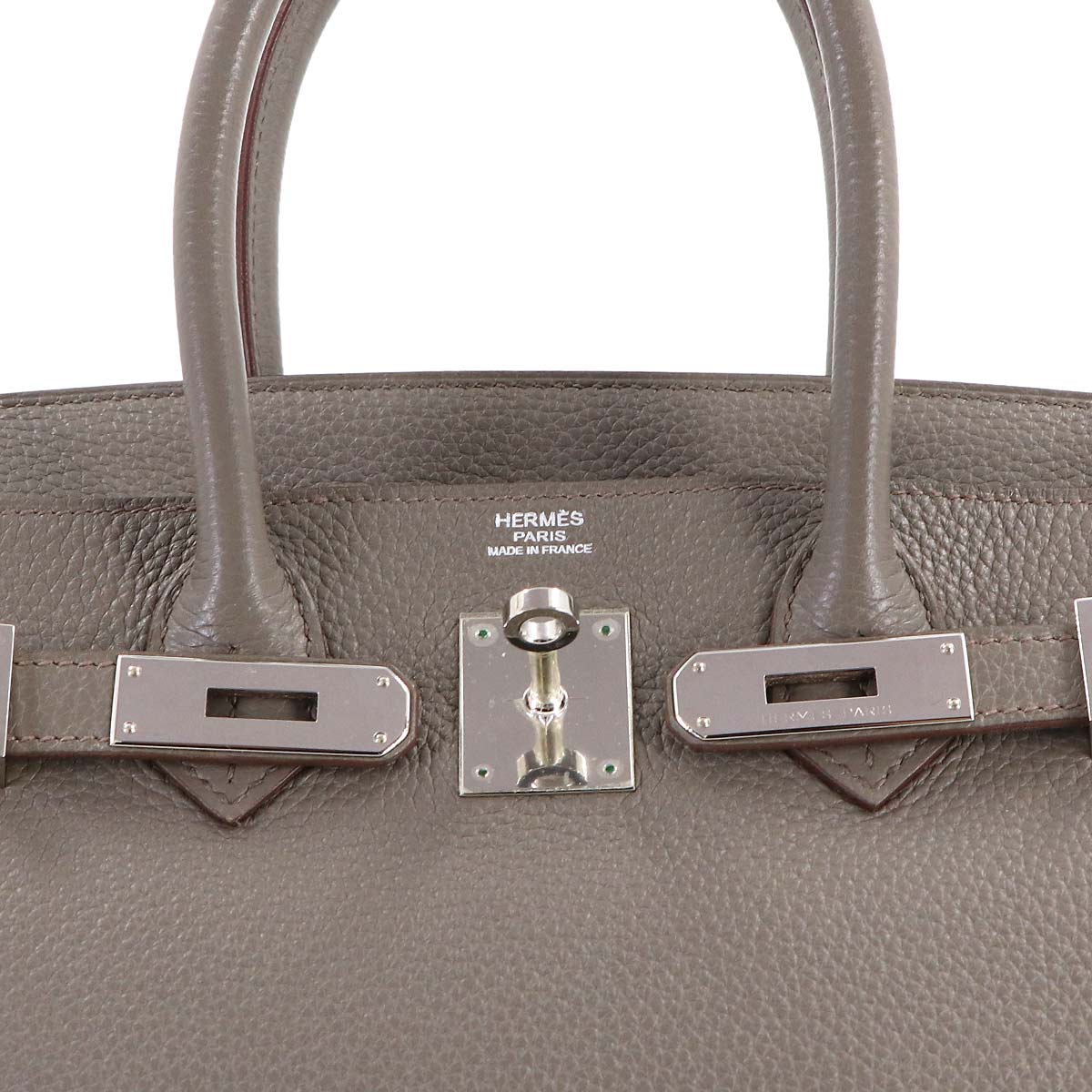 Birkin 30 Taurillon Clemence Etain Hand Bag Grey Purse