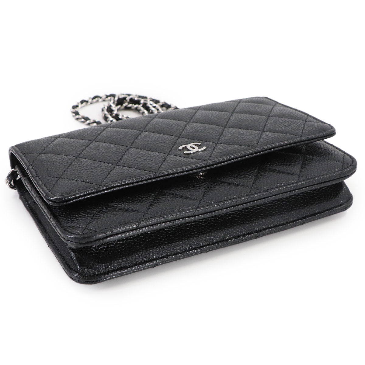 Matelasse Classic Chain Wallet Leather Black AP0250