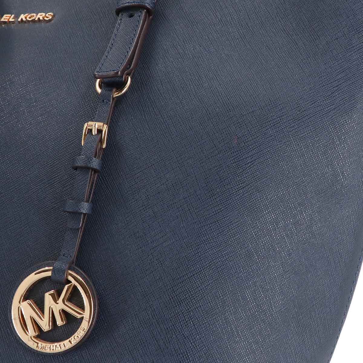 Jet Set Travel Tote Bag Leather Navy Purse