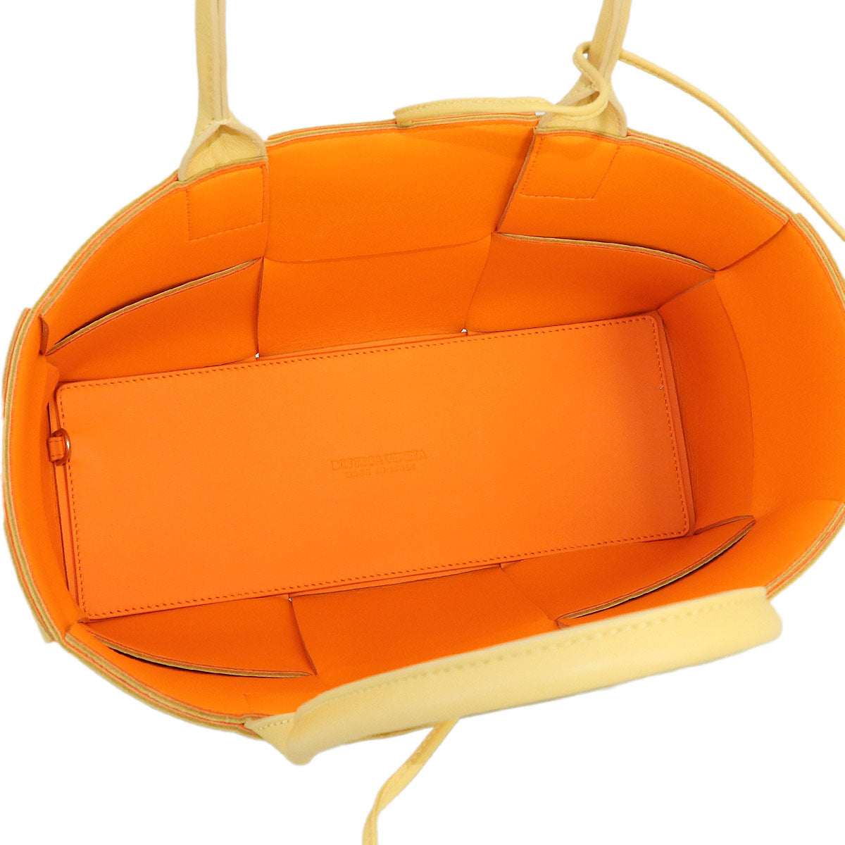 Intrecciato Small Arco Tote Bag Leather Yellow Orange