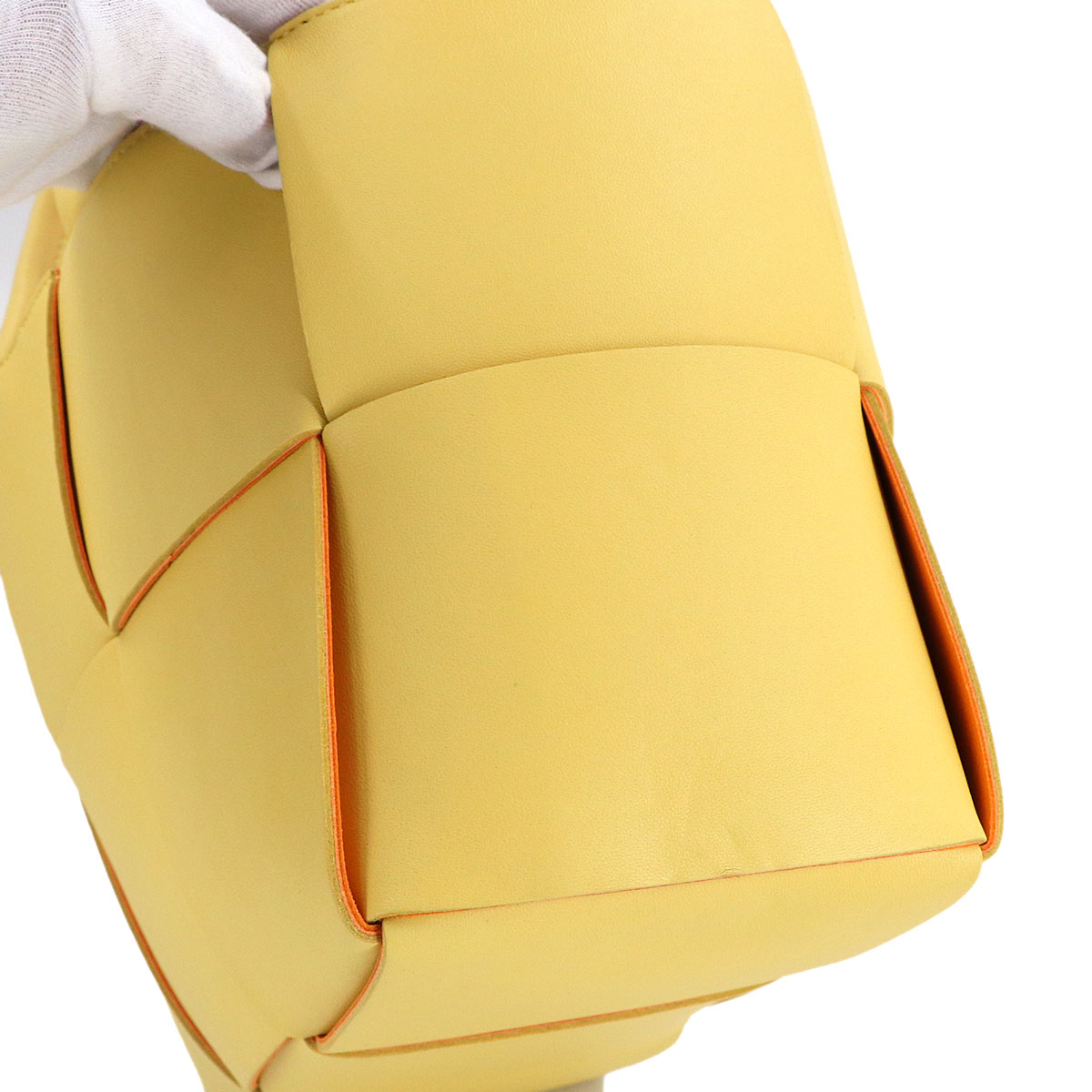 Intrecciato Small Arco Tote Bag Leather Yellow Orange