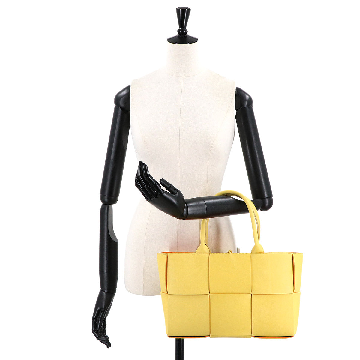 Intrecciato Small Arco Tote Bag Leather Yellow Orange