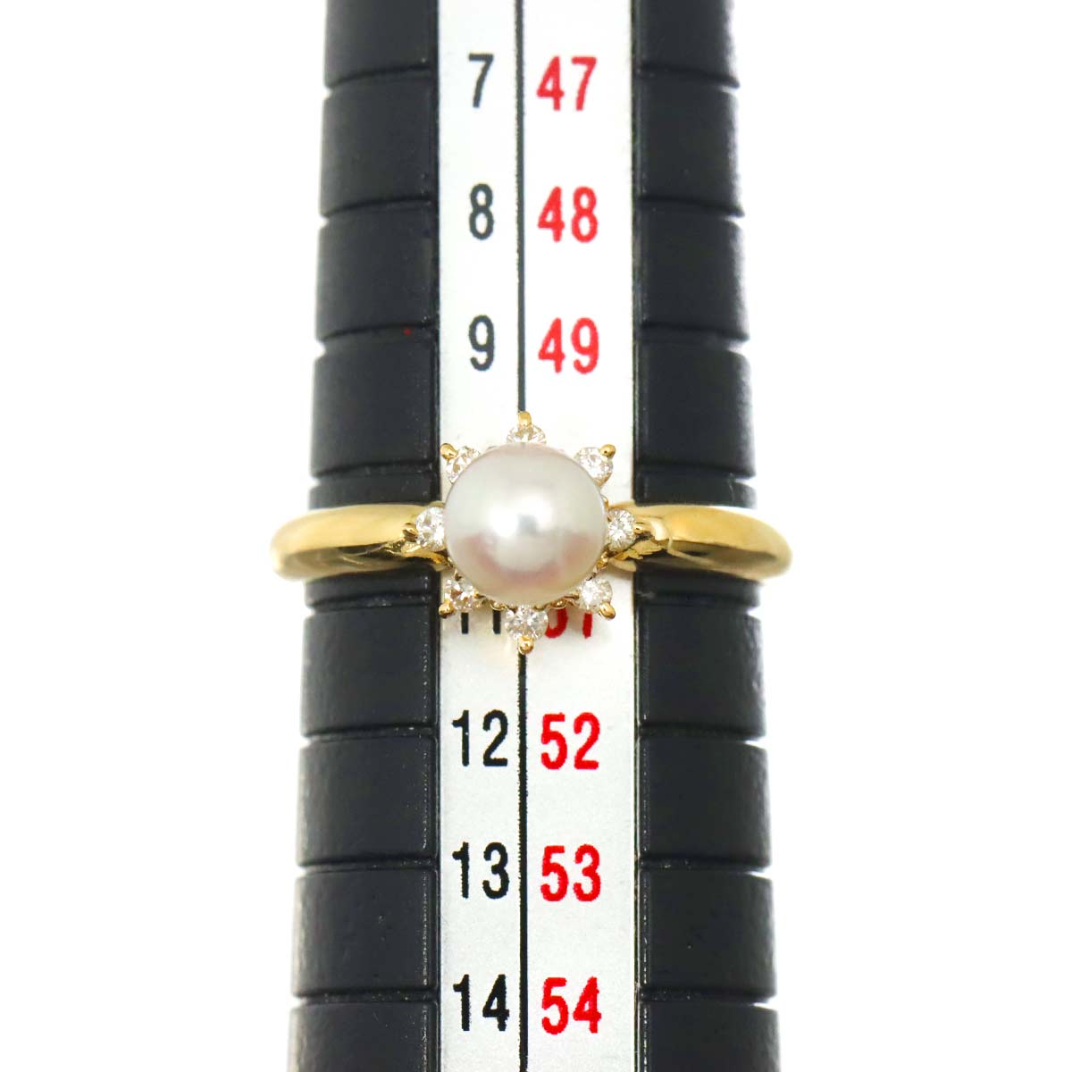 Akoya pearl 5.6mm Diamond 0.08ct Ring 18K YG 750 5.25-5.5(US)