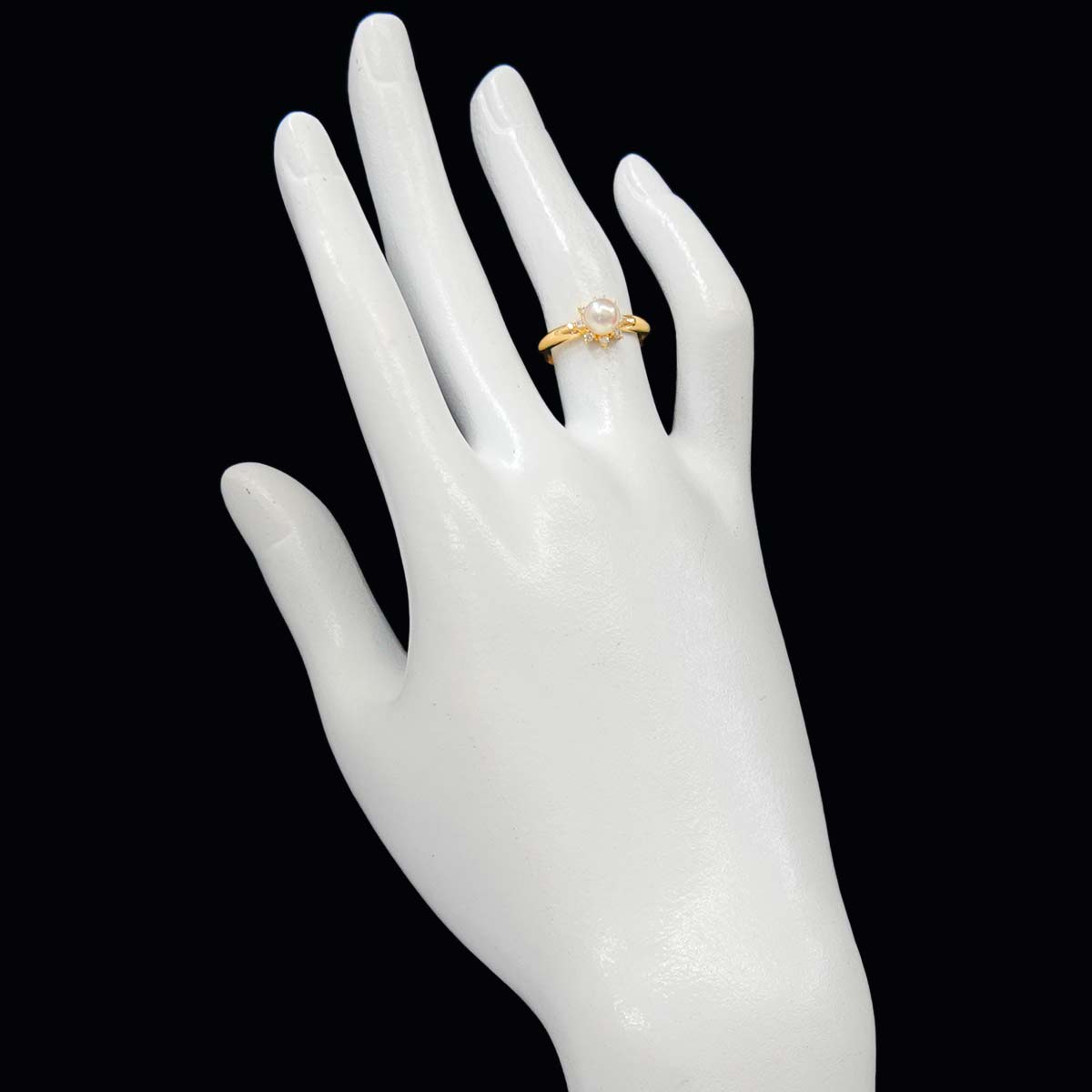 Akoya pearl 5.6mm Diamond 0.08ct Ring 18K YG 750 5.25-5.5(US)