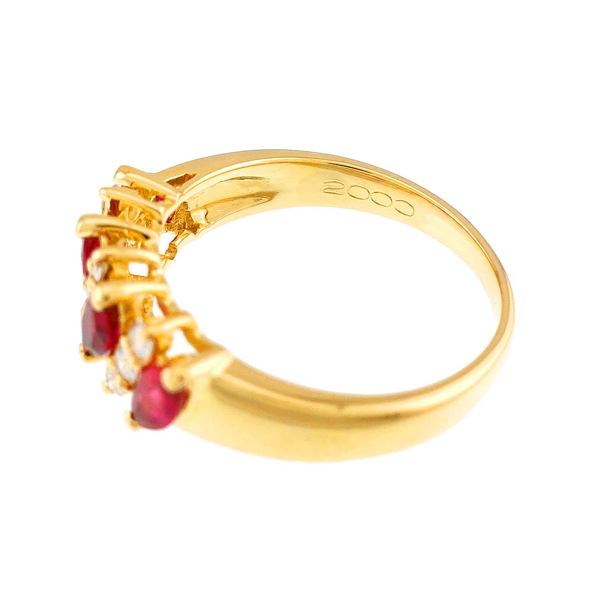 Ruby Diamond Ring 18K YG 750 Size6-6.25(US)