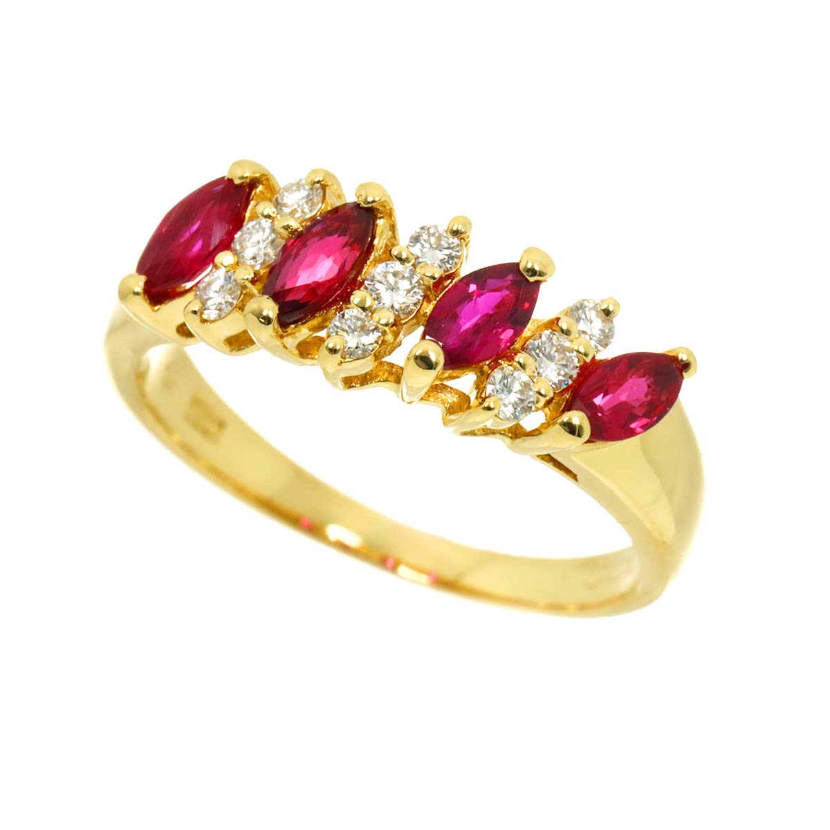 Ruby Diamond Ring 18K YG 750 Size6-6.25(US)