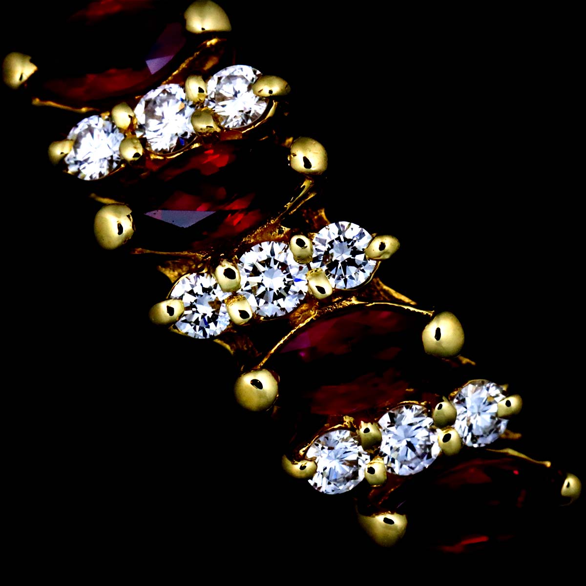 Ruby Diamond Ring 18K YG 750 Size6-6.25(US)