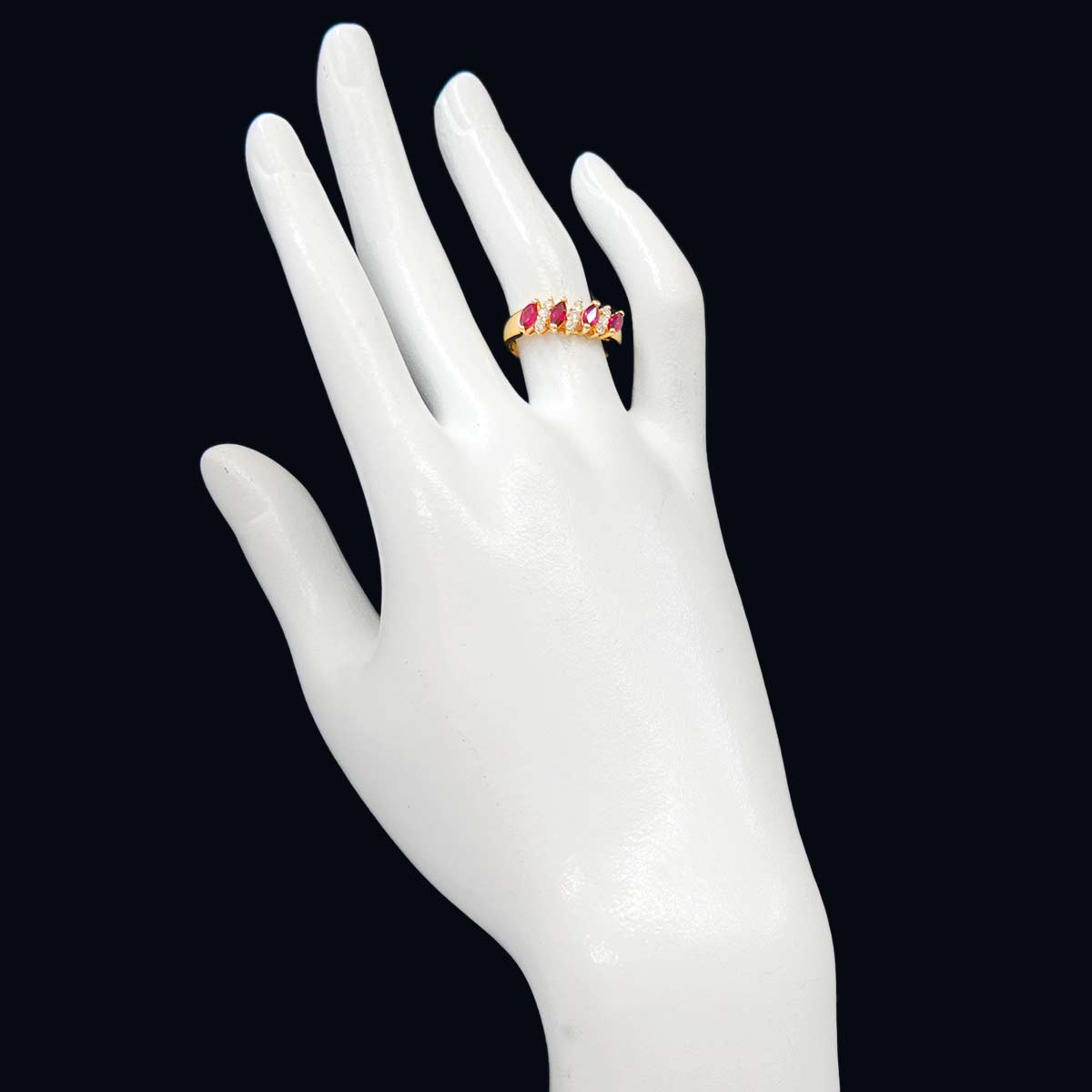 Ruby Diamond Ring 18K YG 750 Size6-6.25(US)