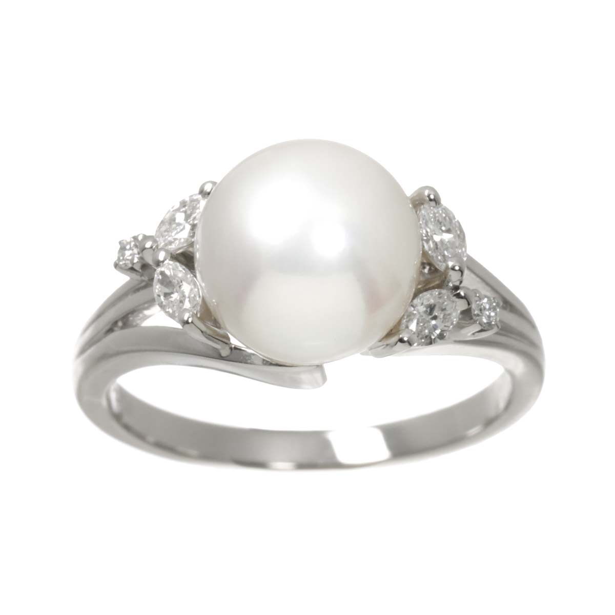 Akoya Pearl 9.0mm Diamond Ring Platinum size6(US)