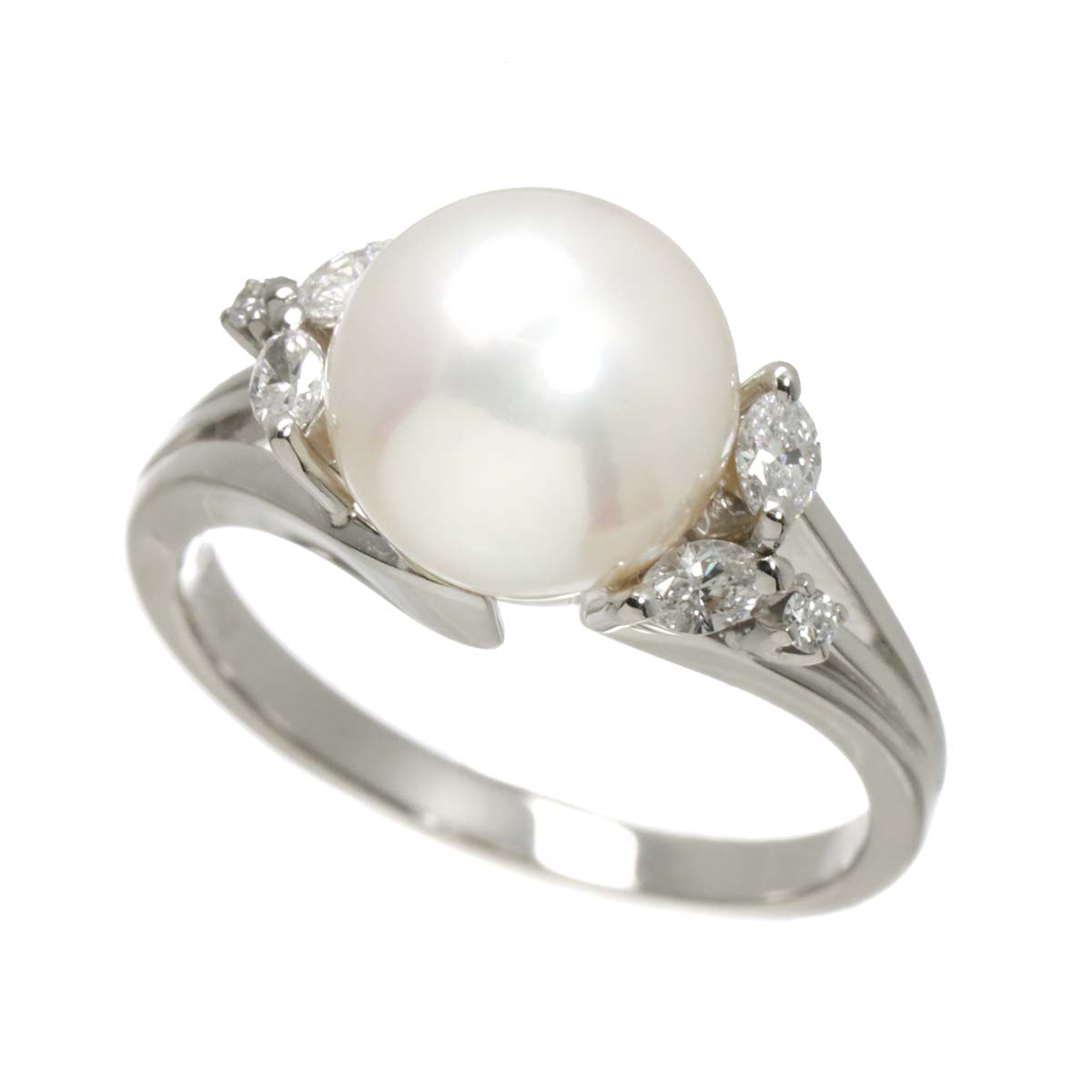 Akoya Pearl 9.0mm Diamond Ring Platinum size6(US)