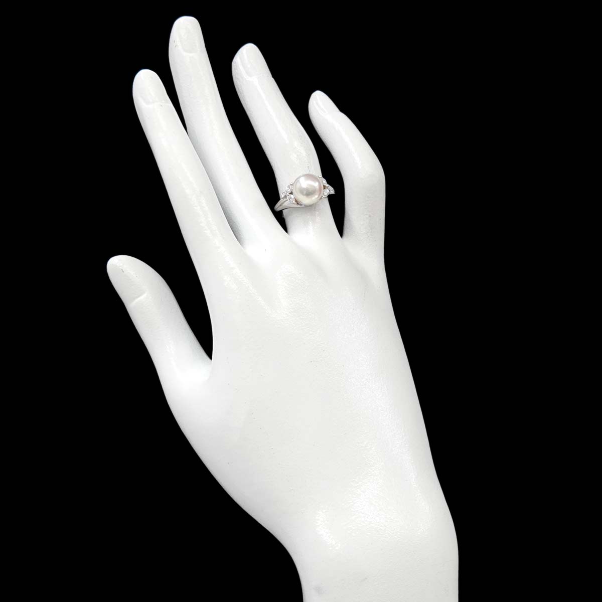 Akoya Pearl 9.0mm Diamond Ring Platinum size6(US)