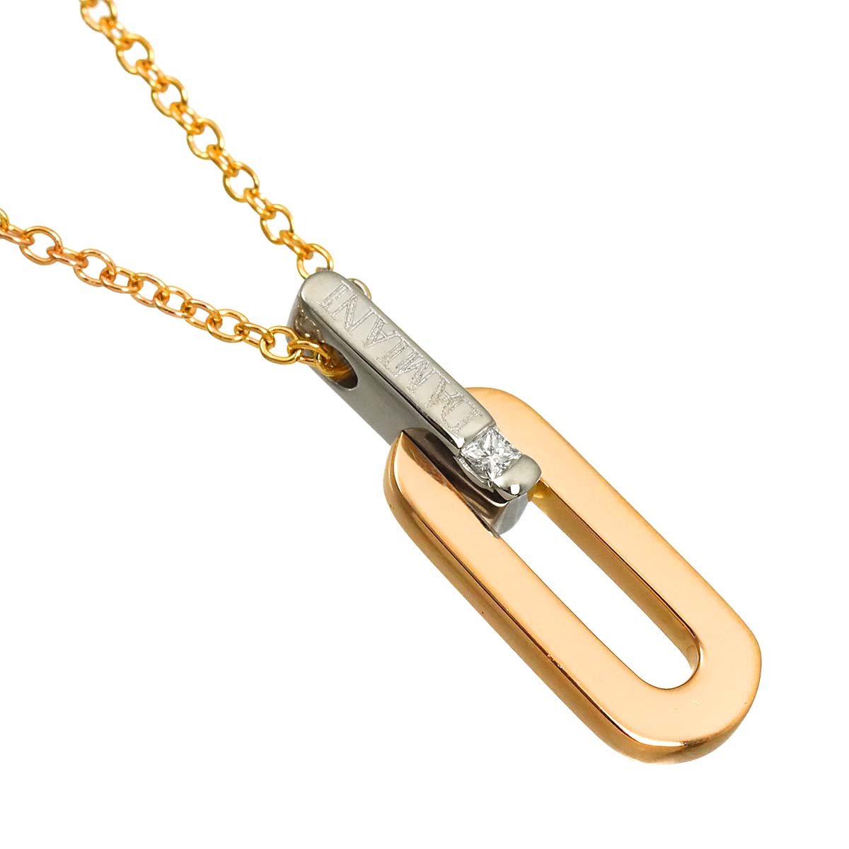 Diamond Necklace 18K WG PG 750