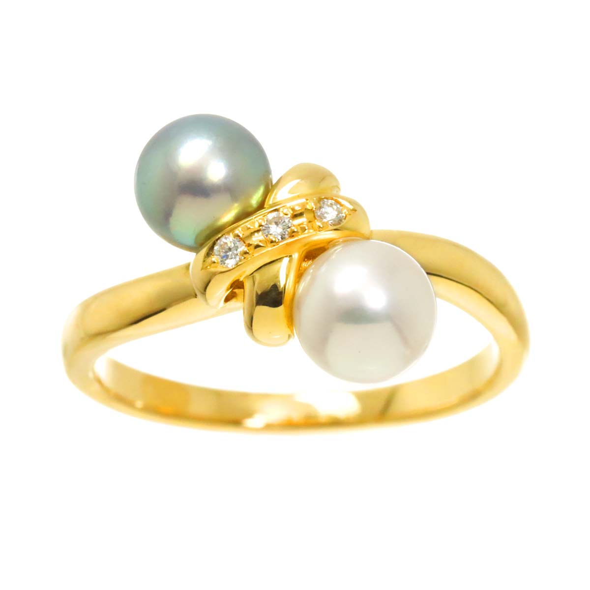 Akoya Pearl Diamond 0.02ct Ring 18K YG Size5.5-5.75(US)