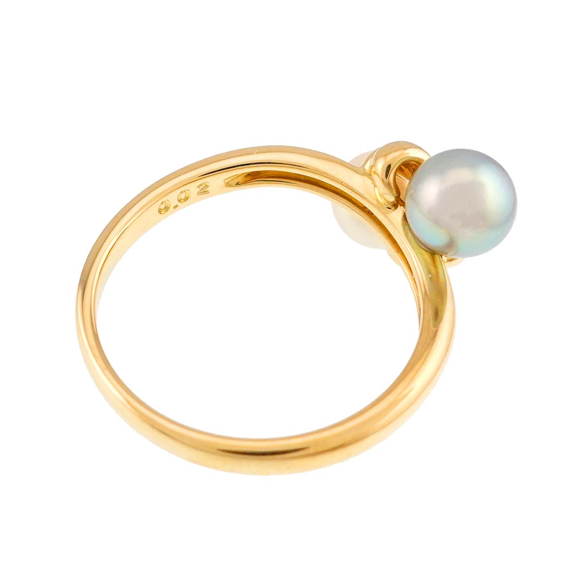 Akoya Pearl Diamond 0.02ct Ring 18K YG Size5.5-5.75(US)