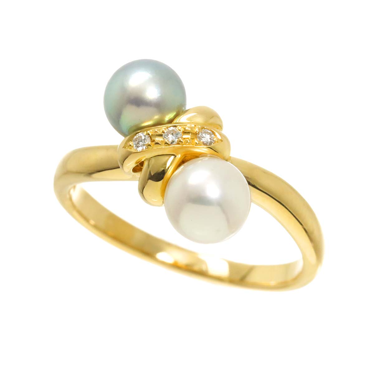 Akoya Pearl Diamond 0.02ct Ring 18K YG Size5.5-5.75(US)