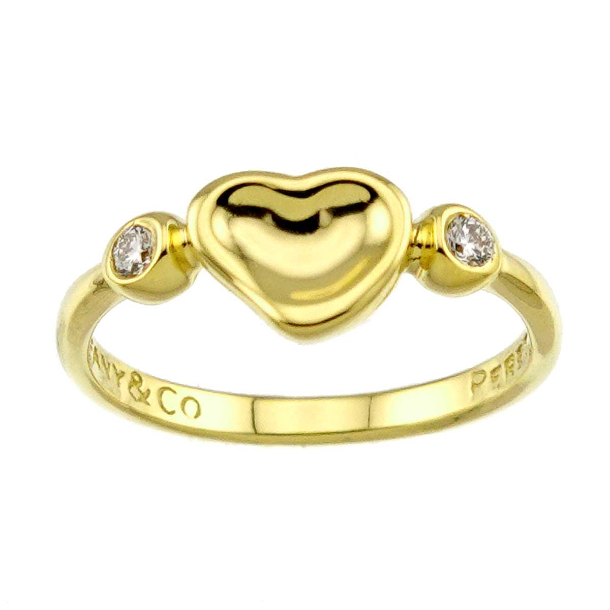 Full Heart Diamond Ring 18K YG 750 Size4.5(US)