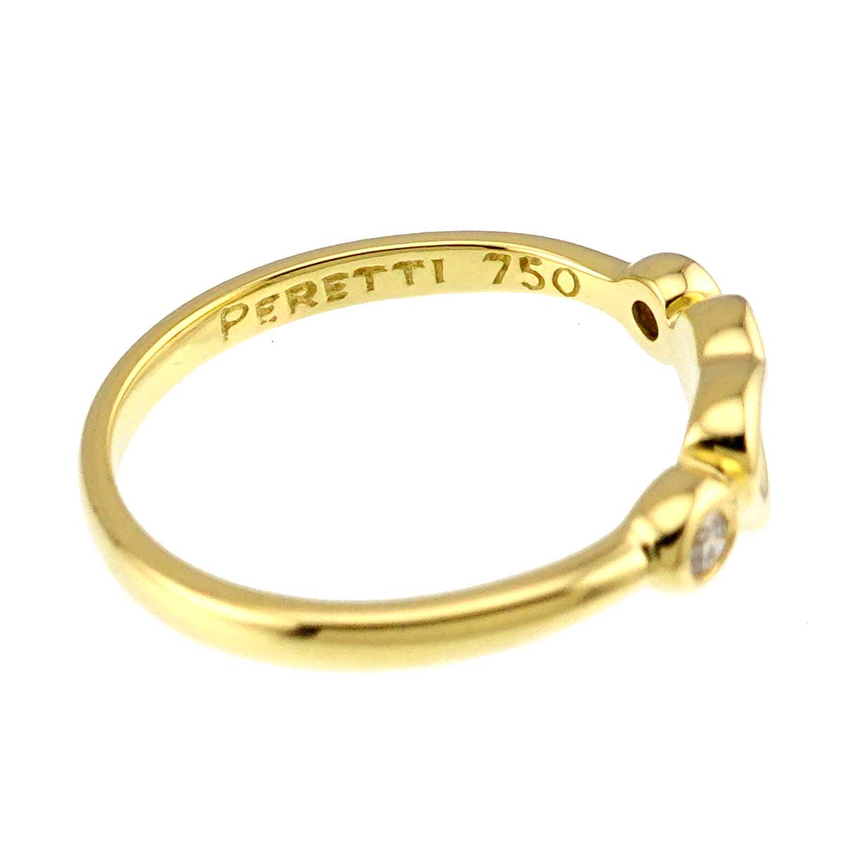 Full Heart Diamond Ring 18K YG 750 Size4.5(US)