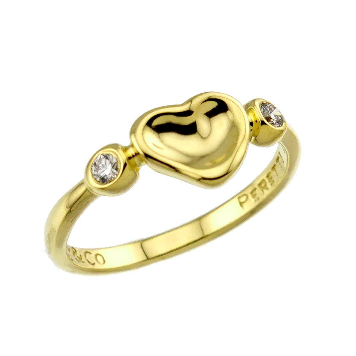 Full Heart Diamond Ring 18K YG 750 Size4.5(US)
