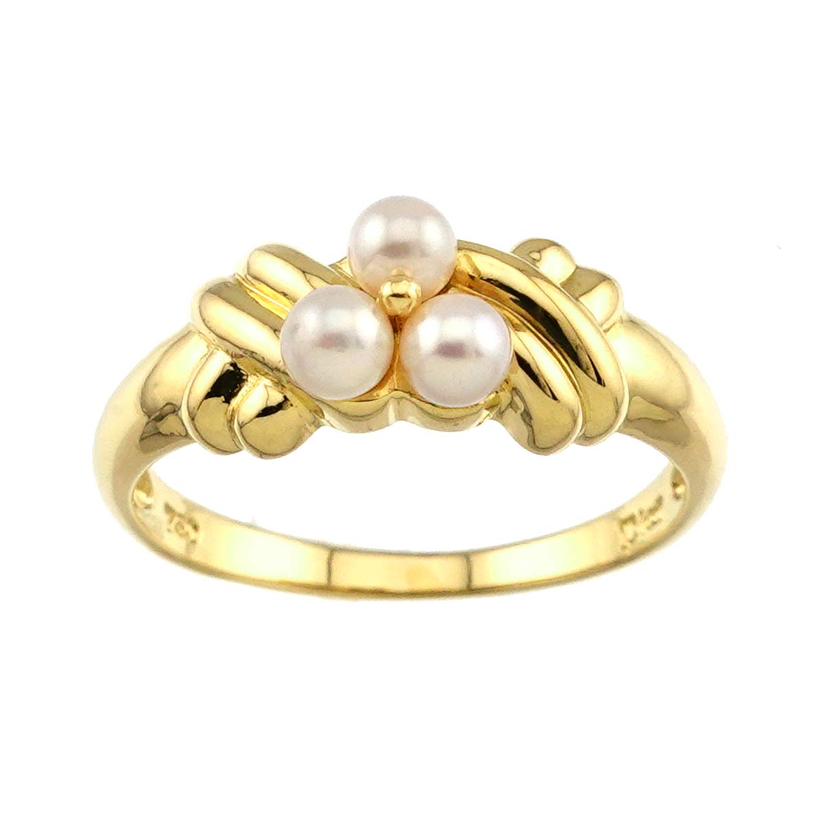 Pearl 2.9mm Diamond Ring 18K YG 750 size4.75-5(US)