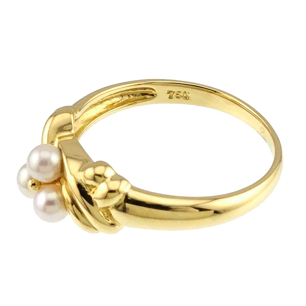 Pearl 2.9mm Diamond Ring 18K YG 750 size4.75-5(US)