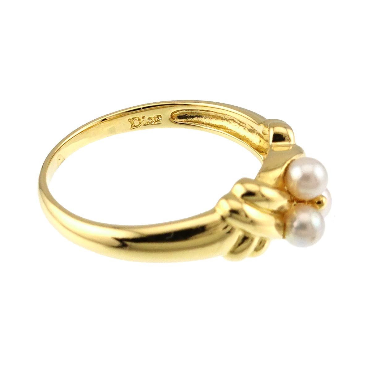 Pearl 2.9mm Diamond Ring 18K YG 750 size4.75-5(US)