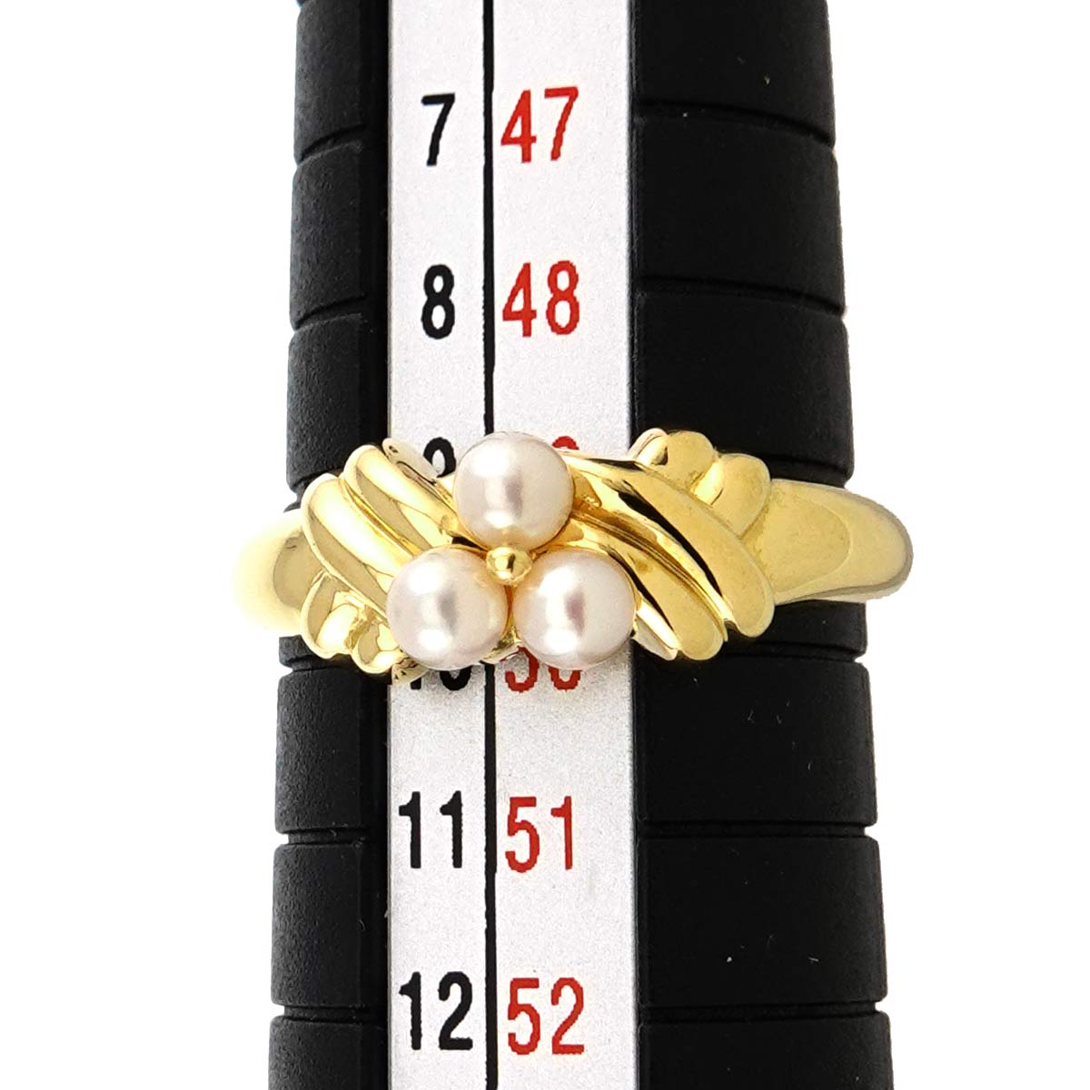 Pearl 2.9mm Diamond Ring 18K YG 750 size4.75-5(US)