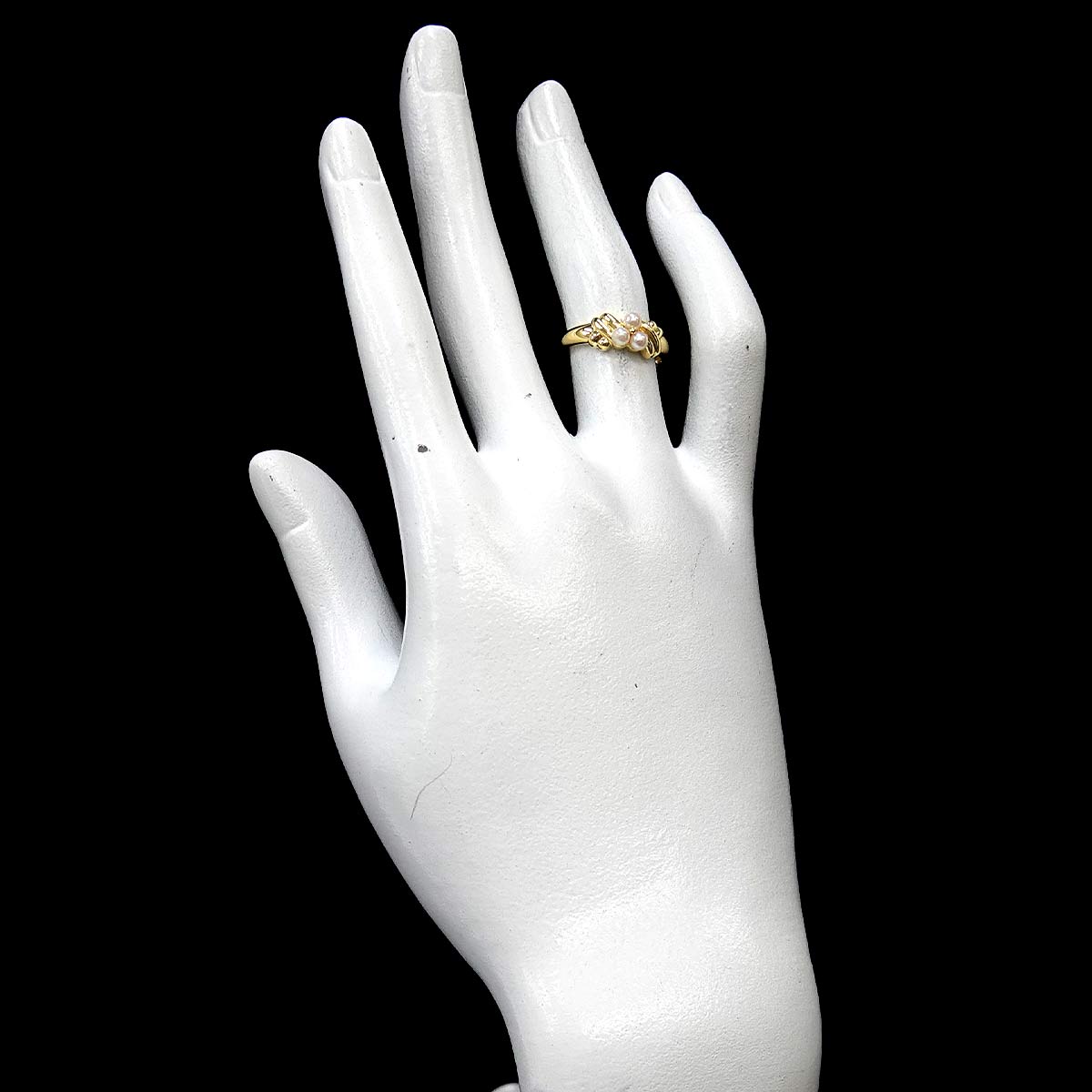 Pearl 2.9mm Diamond Ring 18K YG 750 size4.75-5(US)