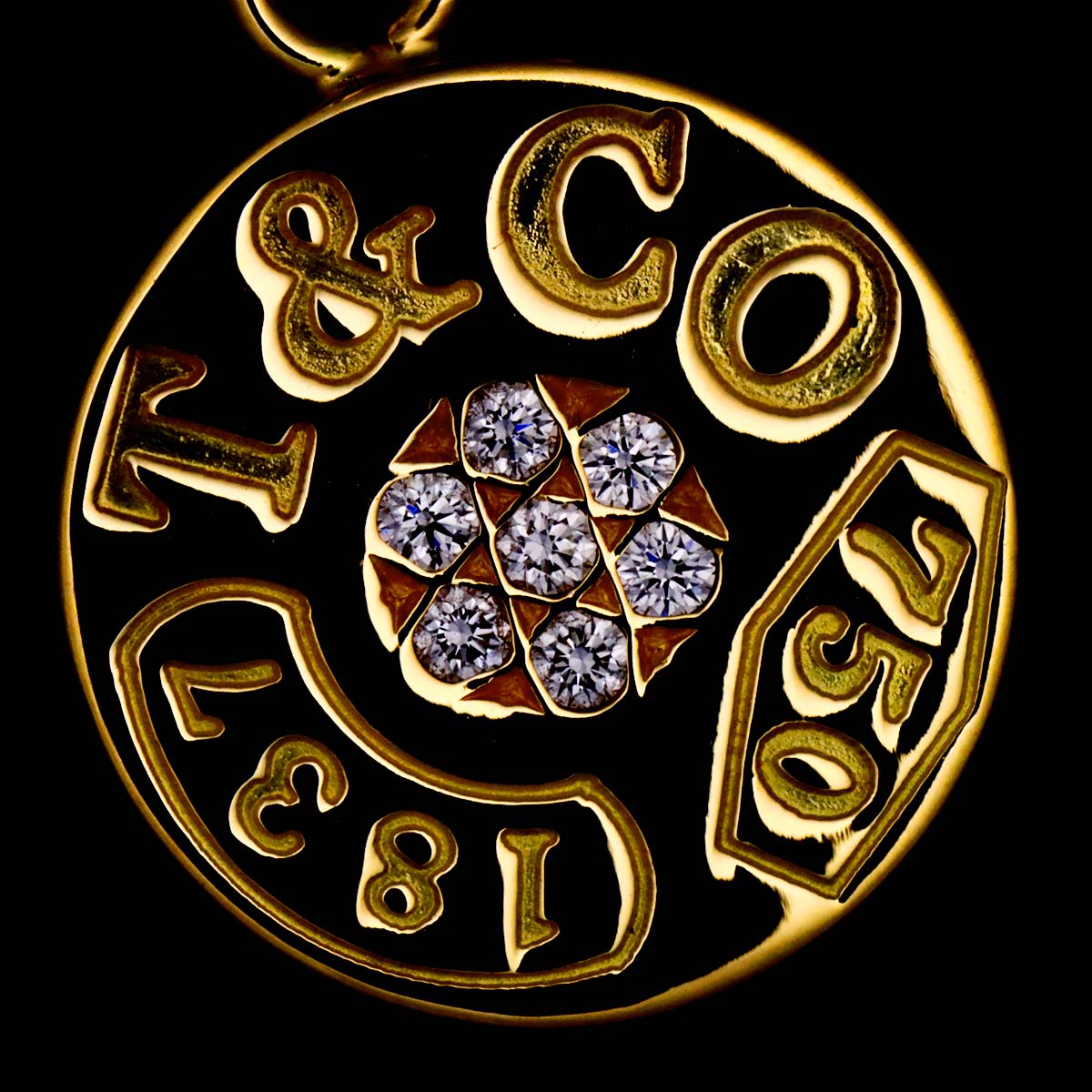 1837 Circle Diamond Pendant Top 18K Yellow Gold 750