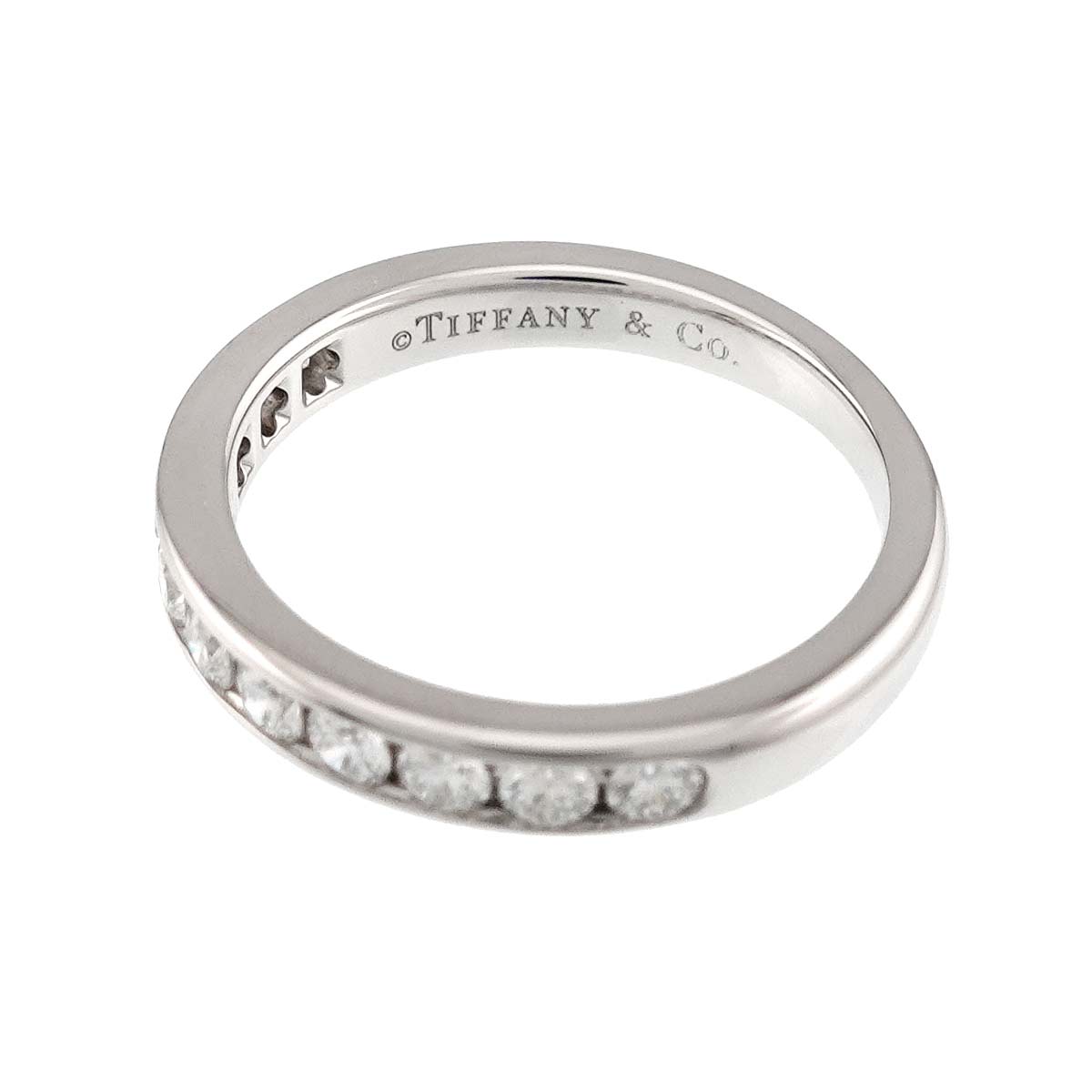 Half Diamond band Ring Platinum Size4(US)